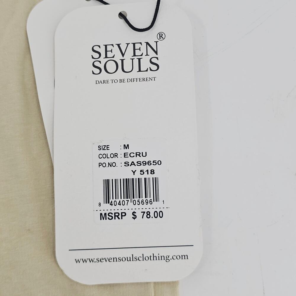 NEW Seven Souls Savage Balanced Chaos Beige Graphic Tee T-Shirt Size M 4062 - Picture 8 of 12